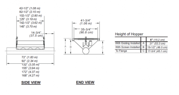 Hutchinson - 62 1/2" x 7'8" Hutchinson Inlet Dump Hopper - Safety Screen for 6" Loop System